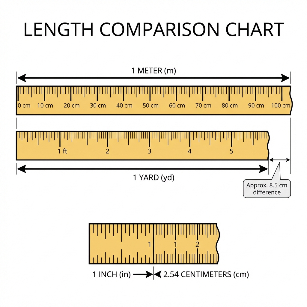 Length Comparison Chart: Meter vs Yard